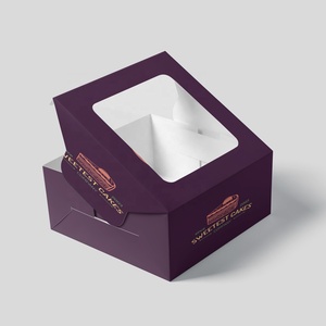 High-End Personalized <strong>Clear</strong> <strong>Cake</strong> Packaging <strong>Box</strong> with Window Custom Takeaway Bakery Food Paper Boxes - Product Image 1