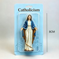 Petites statues catholiques en résine à faible MOQ, ornements de bureau, 3 pouces (8 cm), emballage PVC