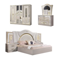 Ensemble de chambre à coucher complet avec lit double, suite de chambre à coucher avec lit king size, cadre en bois, mobilier de chambre à coucher moderne et luxueux