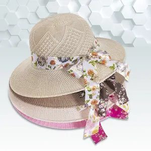 Go Party Fashion Raffia Paper Boater Floppy Straw Hat Summer Beach Outdoor Sun Visor Large Brim Sunshade Fisherman Hats Women