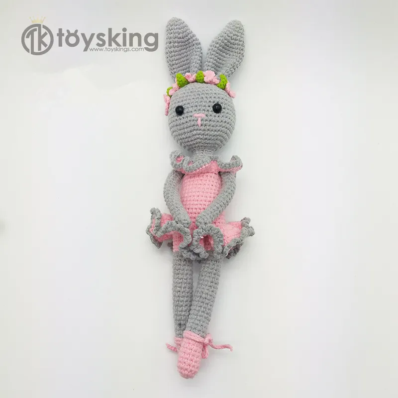 TK Manual Crochet Bunny Ballerina Gefüllte weiche Kaninchen Amigurmi Puppe Handgemachte Geschenke Spielzeug 1980S 1990S Mode