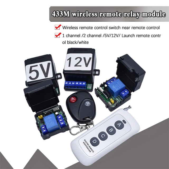 433M Universal Wireless Remote Control Switch Electric Access Control DC 5V 12V 1 Way 2 Way Relay Receiver Module + Transmitter