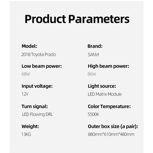 Sanvi Car Styling for Toyota Prado Headlights 2018 for Land Cruiser Prado Led Headlight Drl All Led Light Assembly Plug - Product Image 6