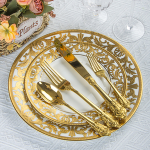 Vaisselle en céramique de luxe avec bordure dorée en relief, porcelaine blanche avec bordure dorée, assiettes et tasses, service de table en céramique pour mariage - Product Image 2
