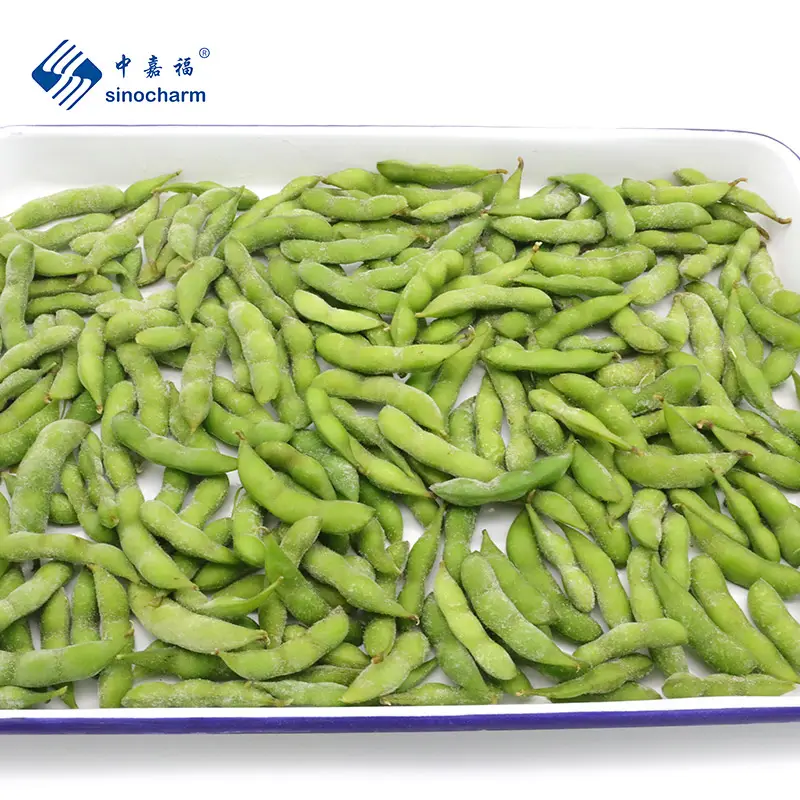 Sinocharm nova variedade congelada edamame iqf congelados grãos de soja com 50% para cima três quilogramas em pods