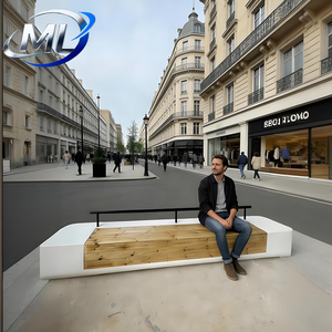 Outdoor Durable Anti-Corrosion Fiberglass & Wood Leisure <b>Bench</b> with Modern Design for Patio Seating - Product Image 5