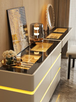 Table de toilette minimaliste italienne en bois massif avec tiroirs intégrés pour chambre à coucher, rangement écologique, design de luxe léger