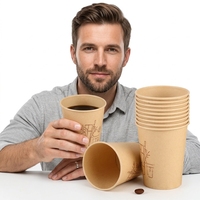 Gobelets à café jetables personnalisables en PLA biodégradable de 12 oz, en papier kraft, à paroi simple, avec gaufrage et estampage, pour nouilles individuelles en PE
