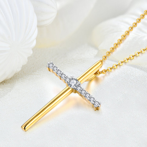 Yilun mạ vàng xỉn miễn phí Chéo Mặt Dây chuyền vòng cổ Cubic Zirconia 925 Sterling bạc chéo vòng cổ - Product Image 3