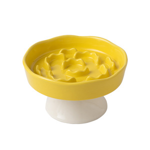 Ciotola di cibo per gatti lenta in ceramica per cani protezione per il collo del piede alto Anti-soffocamento eco-friendly arrotondata ciotola impermeabile per animali domestici - Product Image 6