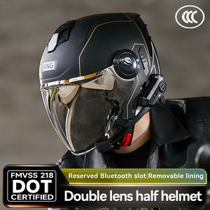 BYB/RNG <span class=keywords><strong>Red</strong></span> BY-760 하이 퀄리티 레트로 하프 페이스 헬멧 오토바이 타기 자외선 차단 더블 렌즈 헬멧 - Product Image 1