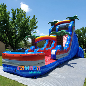 Jouets gonflables de piscine de 16 pieds 18 pieds 20 pieds 23 pieds Toboggan aquatique gonflable Toboggan aquatique de palmier tropical - Product Image 4