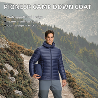 Veste d'hiver légère et pliable pour homme Pioneer Camp, imperméable, avec capuche, rembourrage 90% duvet de canard, isolée et chaude