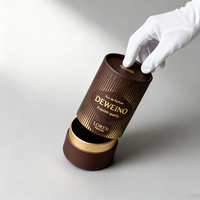 Boîtes cylindriques en papier personnalisées avec logo noir en gros pour parfum, café, aliments, verres, emballage pour cadeaux