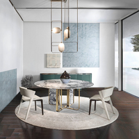 Conjunto de muebles comerciales de comedor de lujo moderno, silla de mesa redonda de mármol, juego de comedor de lujo para restaurante