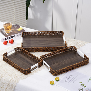 Bandeja <span class=keywords><strong>de</strong></span> Comida Rectangular Moderna, Apilable, Tejida, Ecológica, con Base <span class=keywords><strong>de</strong></span> Madera, Cesta Multifuncional Resistente para Encimera <span class=keywords><strong>de</strong></span> Cocina o Panaderí<span class=keywords><strong>a</strong></span> - Product Image 5