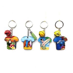 Good Quality Custom Shape Double Sided Florida Souvenirs Beach MDF Wooden Keychain Ring with <b>Bell</b> - Product Image 6