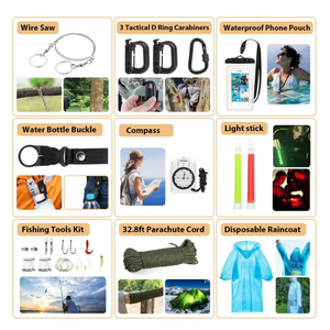 Kit de Supervivencia de 250 Piezas con Bolsa Compatible con Sistema Molle, Tienda de Campaña de Emergencia, Linterna, Excelente Regalo <span class=keywords><strong>para</strong></span> Hombres, Campismo, Aventuras al Aire Libre - Product Image 4