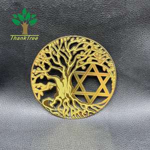 Stock di fabbrica <span class=keywords><strong>souvenir</strong></span> religioso indiano regalo placcato oro albero della vita carta energetica in metallo - Product Image 1