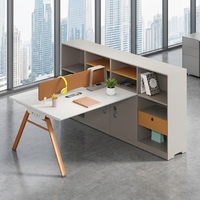 Poste de travail de bureau individuel moderne en bois avec cloison de séparation, ensemble de mobilier de direction de luxe avec table blanche