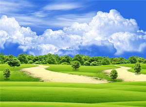 Papel Tapiz Impermeable de Paisaje Campestre Verde Fresco |   Mural de Paisaje Natural con Diseño Moderno de Cielo <span class=keywords><strong>Azul</strong></span> y Nubes Blancas para - Product Image 6