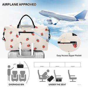Bolsa de Lona con Estampado de Fresas Personalizada, Juego de Viaje de 2 Piezas con Bolsa de Maquillaje Pequeña, Bolsa Deportiva de Gran Capacidad para Mujer - Product Image 4