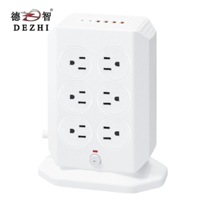 Multiprise tour 6 prises CA avec protection contre les surtensions, 2 ports Type-C et 4 ports USB, câble d'extension, vente directe usine - Product Image 2