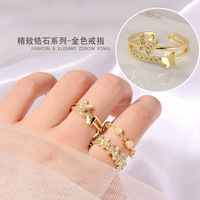 Bague de Nail Art de Luxe Nouvelle Tendance pour Célébrités Internet, en Tungstène et Zircon Micro-incrusté, Motif Ciel Étoilé Joker