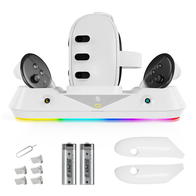With RGB Lighting VR Headset & Controller Display Bracket Charger Station Base VR Charging Stand for Meta Quest 3 Charging Dock