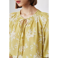 Chemisier de luxe 100 % soie de mûrier tissée à imprimé floral pour femme, élégant, col rond, manches mi-longues, anti-humidité, 2026