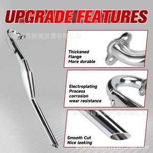 Tuning High Performance Muffler 80cc Silver Curved Stainless Steel <b>Exhaust</b> <b>Pipe</b> Universal Repair Kit - Product Image 5