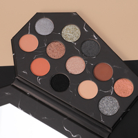 Palette de fards à paupières en forme de cercueil à marque privée, 12 couleurs, logo personnalisé, motif marbre gothique avec miroir
