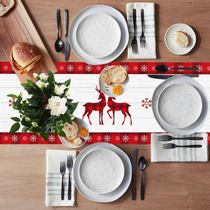 Chemin de table élégant en coton tissé étamine noël Halloween tapis décoratifs à motifs matériaux PEVA pour mariages maison - Product Image 6