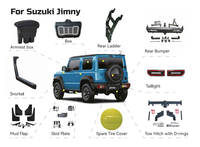Déflecteur de capot tout-terrain noir avec LED séquentielles ambre, protection anti-insectes et anti-éclats de pierre pour Suzuki Jimny