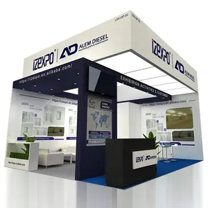 Suporte de exposição portátil para feiras comerciais, cabine de exposição interna com desenho 3D e cenário livre, fácil configuração, para feiras de automóveis, 10x10