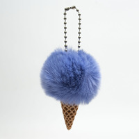 Porte-clés mignon en fausse fourrure pompon crème glacée, pendentif boule de fourrure Kawaii pour sac à dos, sac à main, clé, cadeau, décoration de fête