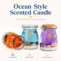 Ozean-Themen Gel-Duftkerze im Glasgefäß mit Korkdeckel, Muschel- & Seestern-Dekor, Aromatherapie-Geschenk für Zuhause & Einzelhandel