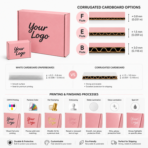 กล่องไปรษณีย์พับได้สีชมพูด้าน พิมพ์ลายตามสั่ง ขายส่งจากโรงงาน หลายขนาด กล่องกระดาษลูกฟูกสำหรับจัดส่ง รีไซเคิลได้ พิมพ์โลโก้ตามสั่ง - Product Image 4