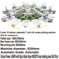 Máquina de Serigrafía Plana Automática de 8 Colores para Camisetas