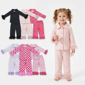 Ensemble de vêtements pour bébés filles, pyjama en fourrure noire avec nœuds léopard, dernière tendance - Product Image 6