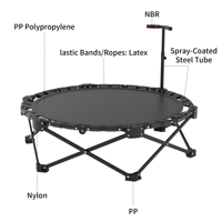 GORDON OEM Faltbares Mini-Trampolin 48'' Rebounder-Trampolin mit Verstellbarem Schaumstoffgriff Fitness-Trampolin für Indoor-Heimtraining