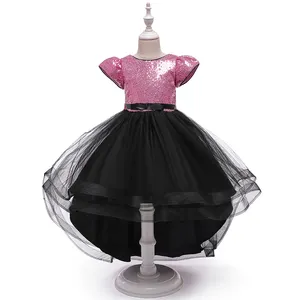 Zarif firar kız akşam elbise payetli çocuk elbise diz-uzunluk kız doğum günü partisi elbisesi için 3-14 yıl eski