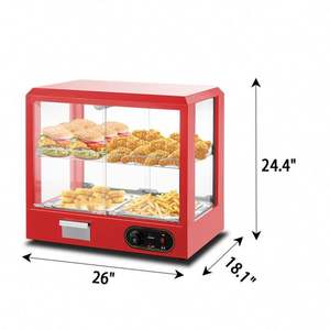 Chauffe-Plats Professionnel en Acier Inoxydable à Température Contrôlée pour Comptoir, Présentoir à Pizzas 3 Niveaux 1200W Grande Taille - Product Image 4
