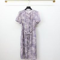 2025 femmes été robe en mousseline de soie florale décontracté taille ample longueur Midi avec cravate à la mode impression et Logo taille naturelle