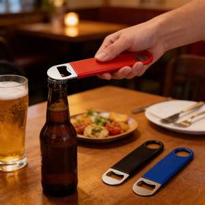 Tire-bouchon et ouvre-bouteille de table en acier inoxydable plat, design épuré, directement de l'usine, idéal pour les promotions de bar - Product Image 2