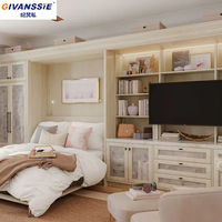Cama Murphy Plegable, Armario, Estante de Exhibición, Mueble para TV, Módulo de Sofá Opcional, Muebles Todo en Uno para Dormitorio/Apartamento, Panel de Herrajes