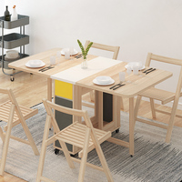Ausziehbarer Holz klappbarer Esstisch und Stuhl Set Platzsparende Möbel für zu Hause