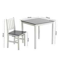 Inweto Prime Claridge Simplicity Ensemble table et 2 chaises en bois de pin massif minimaliste Style nordique pour salle à manger Lecture Blanc/Gris