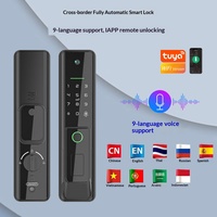 Serrure Intelligente Électrique Entièrement Automatique pour Porte en Bois avec Visiophone, Déverrouillage par Empreinte Digitale Multilingue, Contrôle via Application Cloud et Tuya