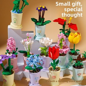 Blocs de construction compatibles pour petites pièces en plastique, jouets assemblés, ornements, bouquet de roses éternelles pour filles, anniversaire, fête des enseignants - Product Image 1